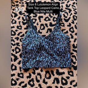 lululemon athletica Blue Nile Multi Align Tank Top Cropped Size 8